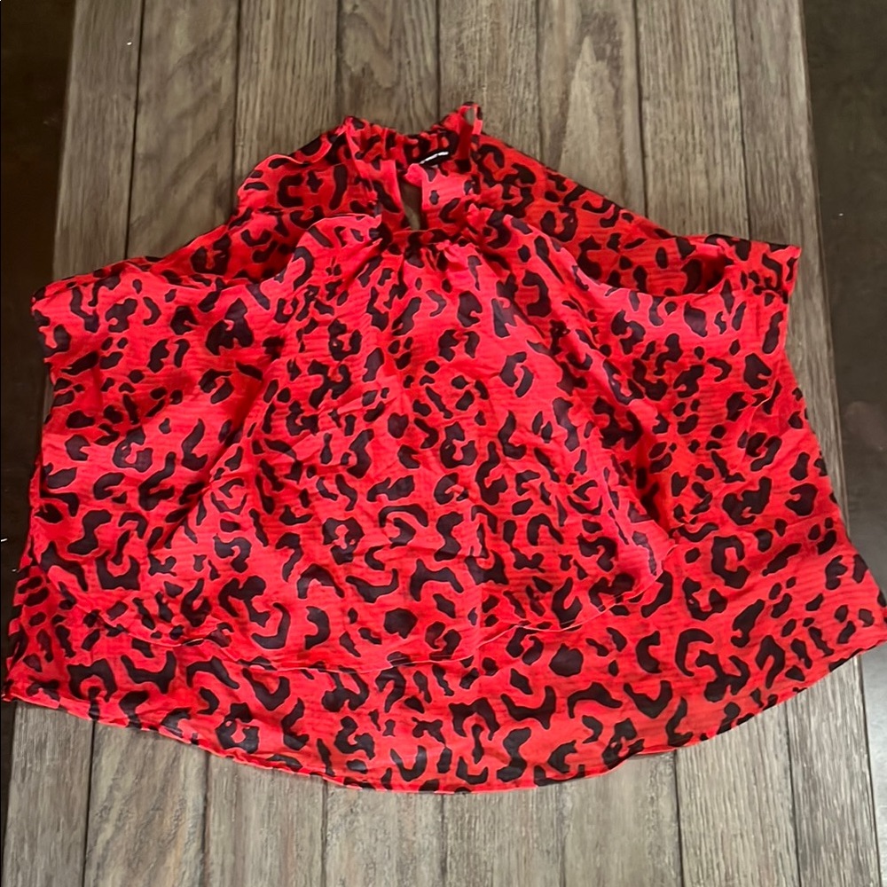 Red Leopard Print Blouse